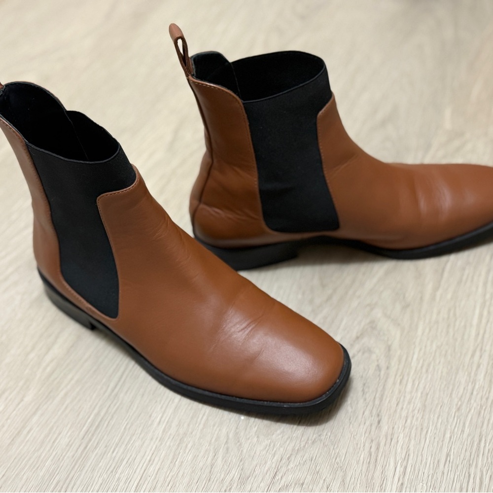 Everlane Italian Leather Chelsea Boots Cognac Brown Women’s Size 7 Made in Italy - Picture 3 of 13